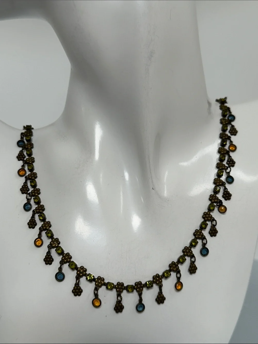 SORRELLI Vintage Multicolor Drop Necklace - Blue & Amber Accents​